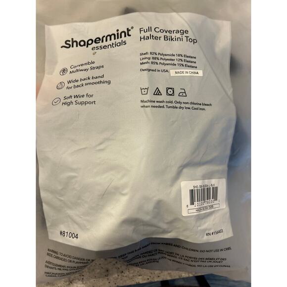 Shapermint Essentials Full Coverage Halter Bikini Black Large - Picture 4 of 5